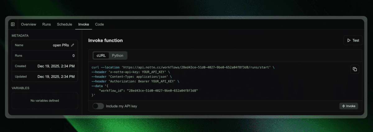 invoke functions via notte