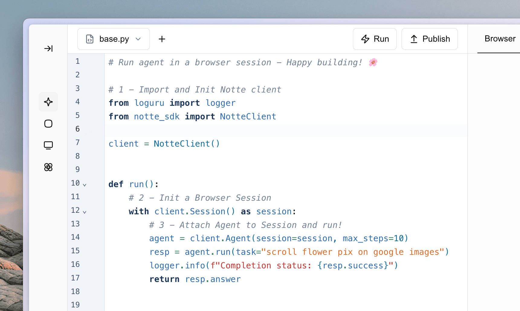 Notte automation editor